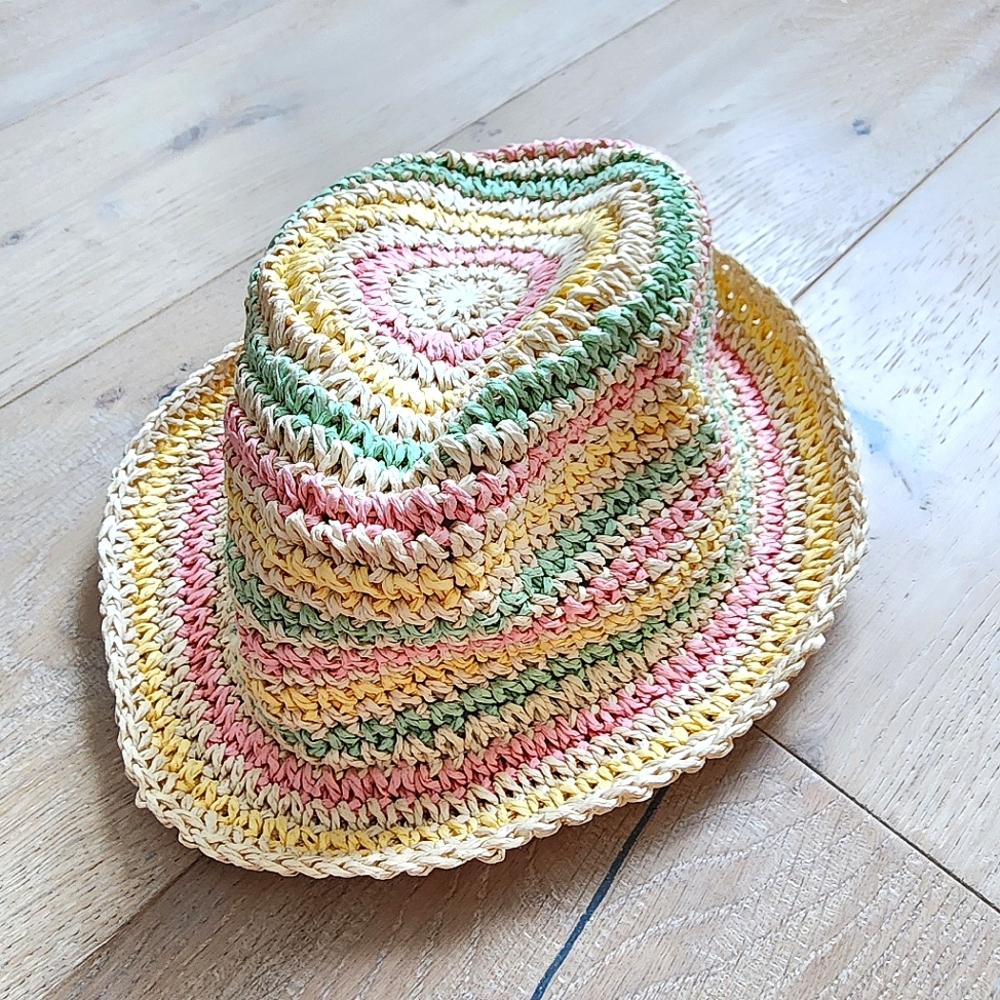 Staw Kids Hat H&M Toddler/Little Kids 2/3T Tan, Green, Pink & Yellow